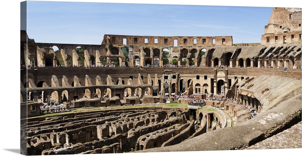 Interiors of an amphitheater, Coliseum, Rome, Lazio, Italy