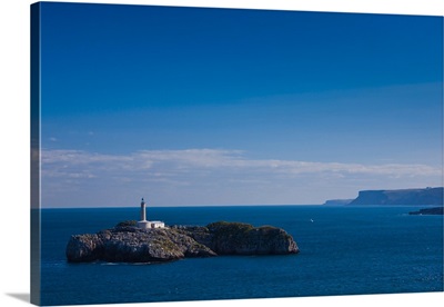 Isla de Mouro lighthouse, Santander, Cantabria Province, Spain