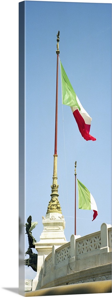 Rome, Italy Italian flags on the Vittorio Emanuele II Monument