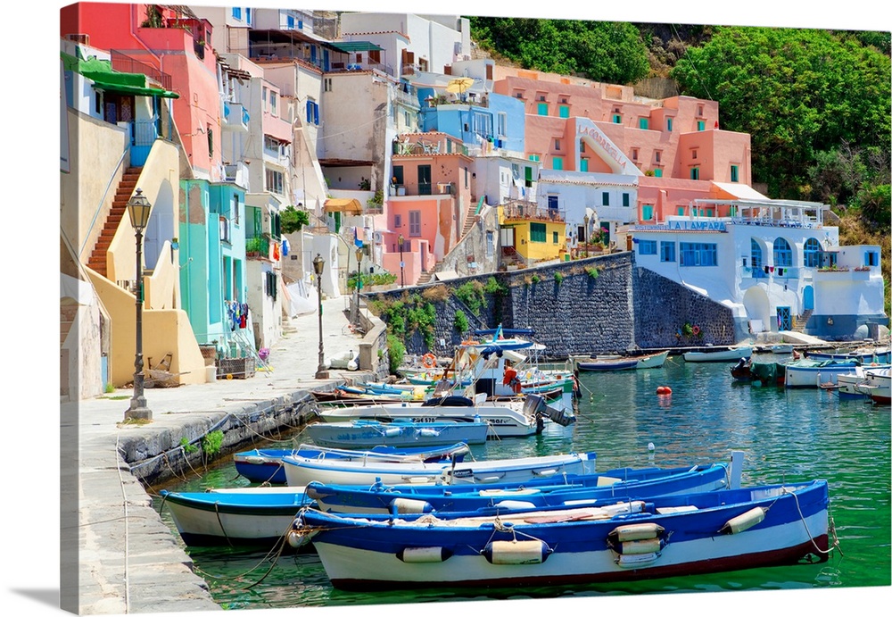 Italy, gulf of naples, procida island - village corricella.