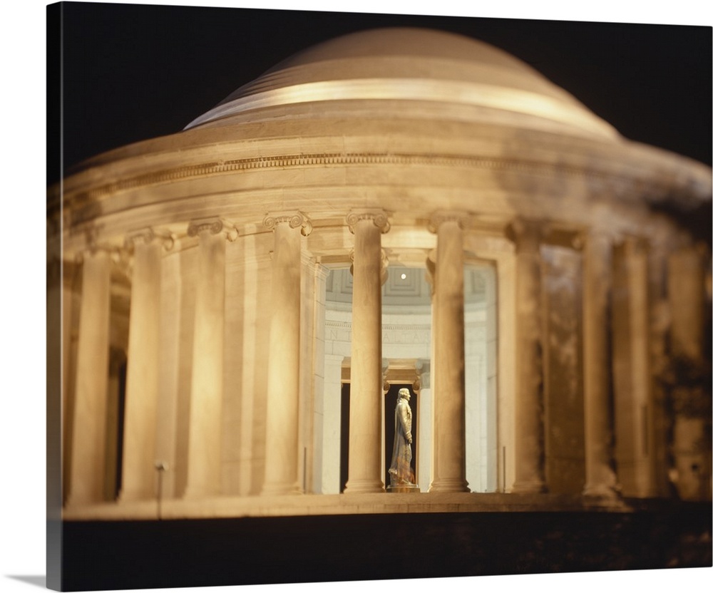 Jefferson Memorial illuminated at night, Washington DC