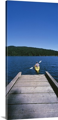 Kayaker on a lake, Mountain Lake, Orcas, Washington State