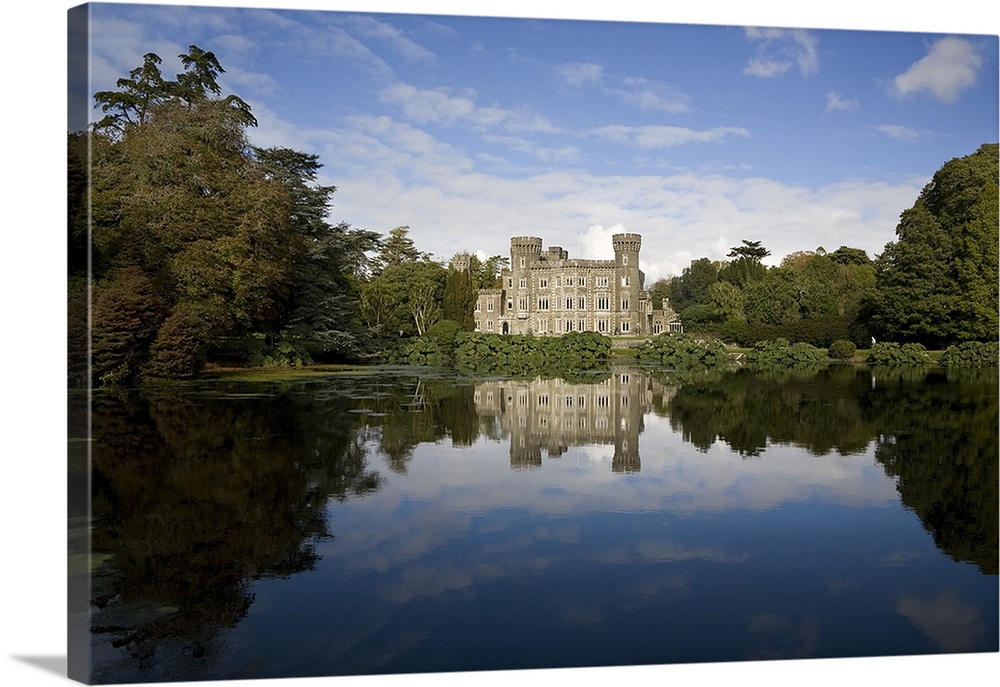 Lake and 19th Century Gothic Revival Johnstown Castle, Co Wexford, Ireland