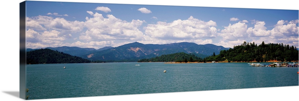 Lake in front of a mountain range, Bridge Bay Resort, Shasta Lake, Redding, California