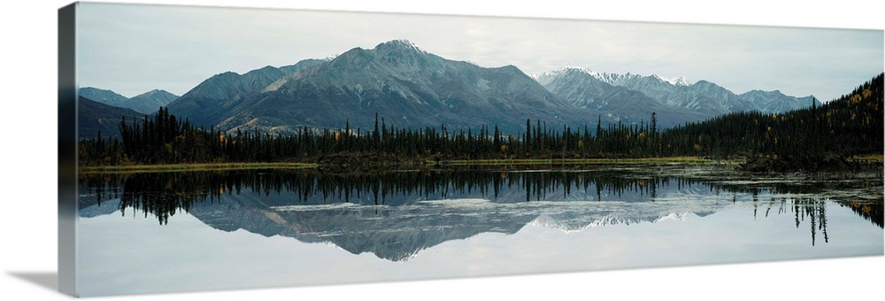 Lake with mountain range in the background, Mentasta Lake, Alaska Range, Alaska