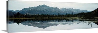 Lake with mountain range in the background, Mentasta Lake, Alaska Range, Alaska