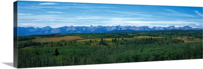 Landscape with mountains in the background, Rocky Mountains, Alberta, Canada