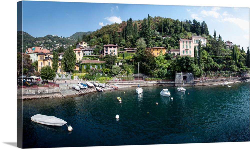 Late afternoon view of waterfront at Varenna, Lake Como, Lombardy, Italy