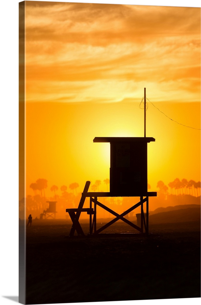 Lifeguard tower on the beach, newport beach, california, USA.