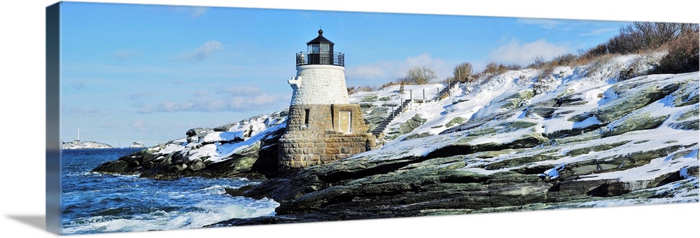 Lighthouse along the sea, Castle Hill Lighthouse, Narraganset Bay, Newport, Rhode Island