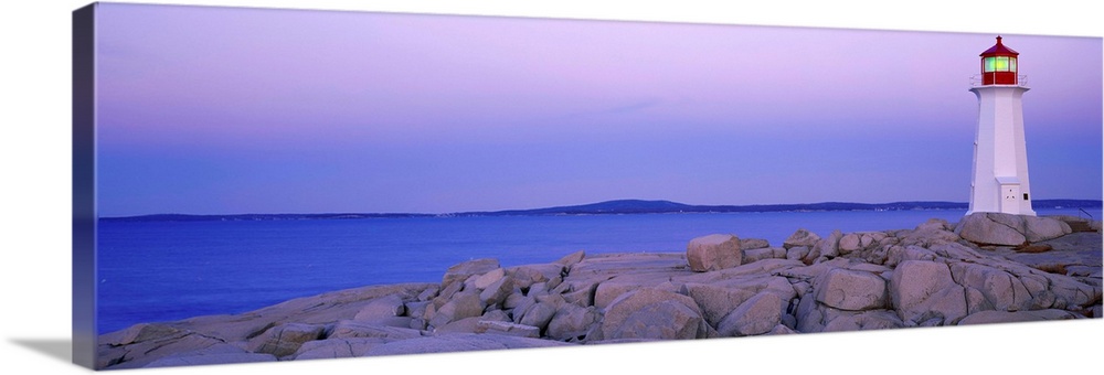 Peggy's Cove Lighthouse-Sunrise Light, Peggy's Cove, Atlantic Ocean, Nova Scotia, Canada