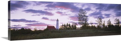 Lighthouse on a landscape, Tawas Point Lighthouse, Lake Huron, East Tawas, Michigan