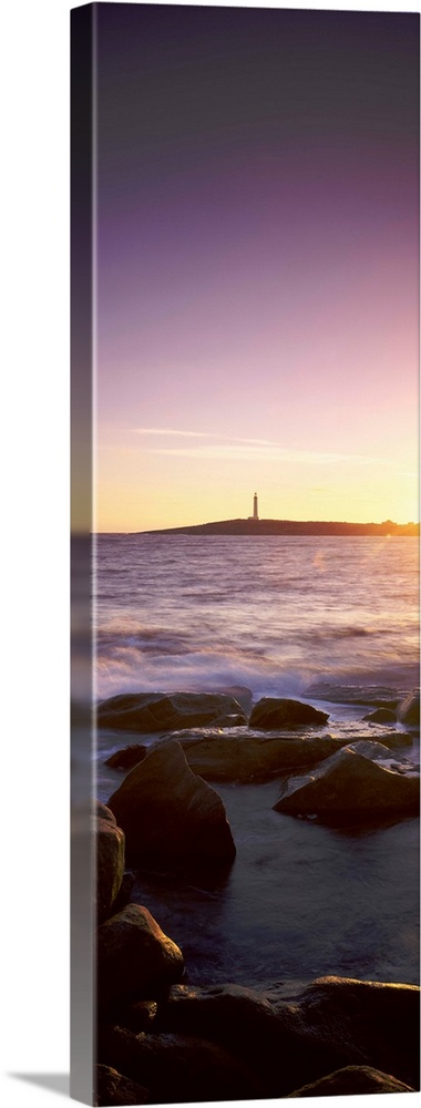 Lighthouse on an island at sunset, Cape Leeuwin, Western Australia, Australia