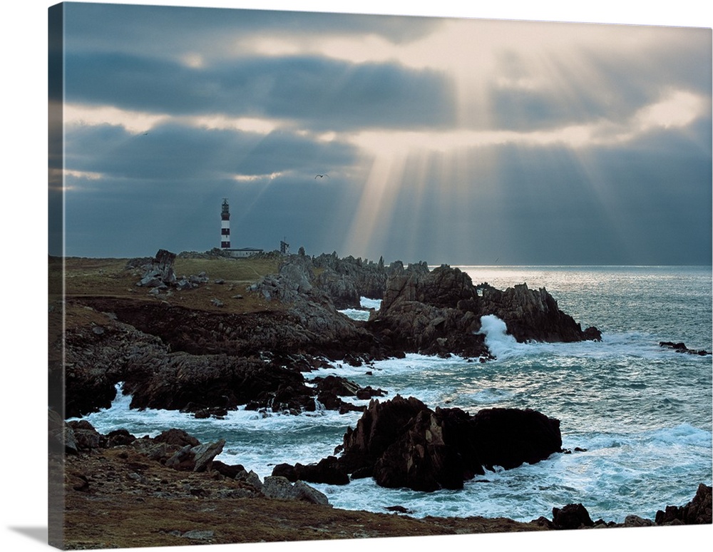 Lighthouse on an island, Creac'h Lighthouse, Ushant Island, Finistere, Brittany, France