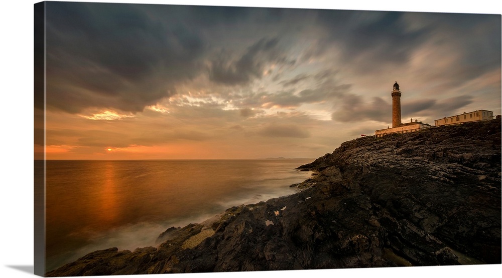 Lighthouse on the coast, ardnamurchan lighthouse, scottish highlands, scotland.