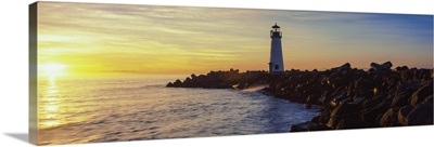 Lighthouse on the coast at dusk, Walton Lighthouse, Santa Cruz, California