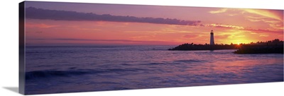 Lighthouse on the coast at dusk, Walton Lighthouse, Santa Cruz, California