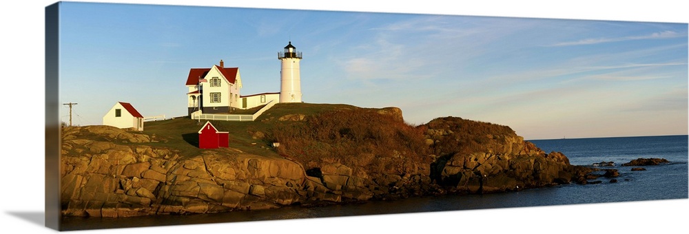 Lighthouse on the coast, Cape Neddick Lighthouse, Cape Neddick, York, Maine