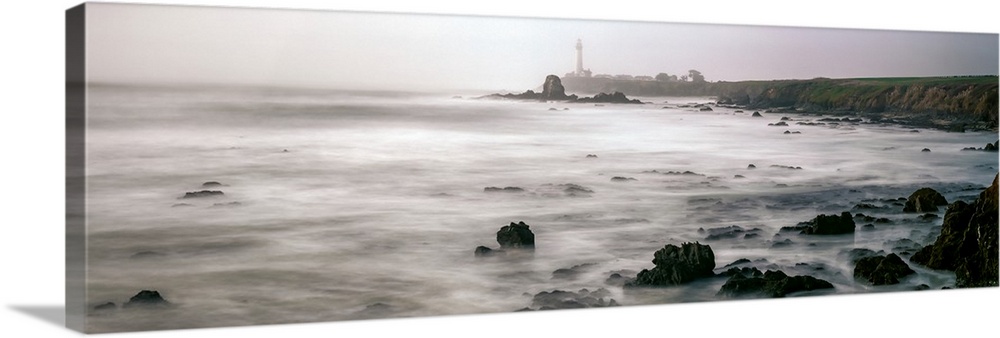 Lighthouse on the coast, Pigeon Point Light Station, Cabrillo Highway, California, USA.