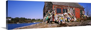 Lobster buoys on a shed, Harpswell Cove, Maine image thumbnail