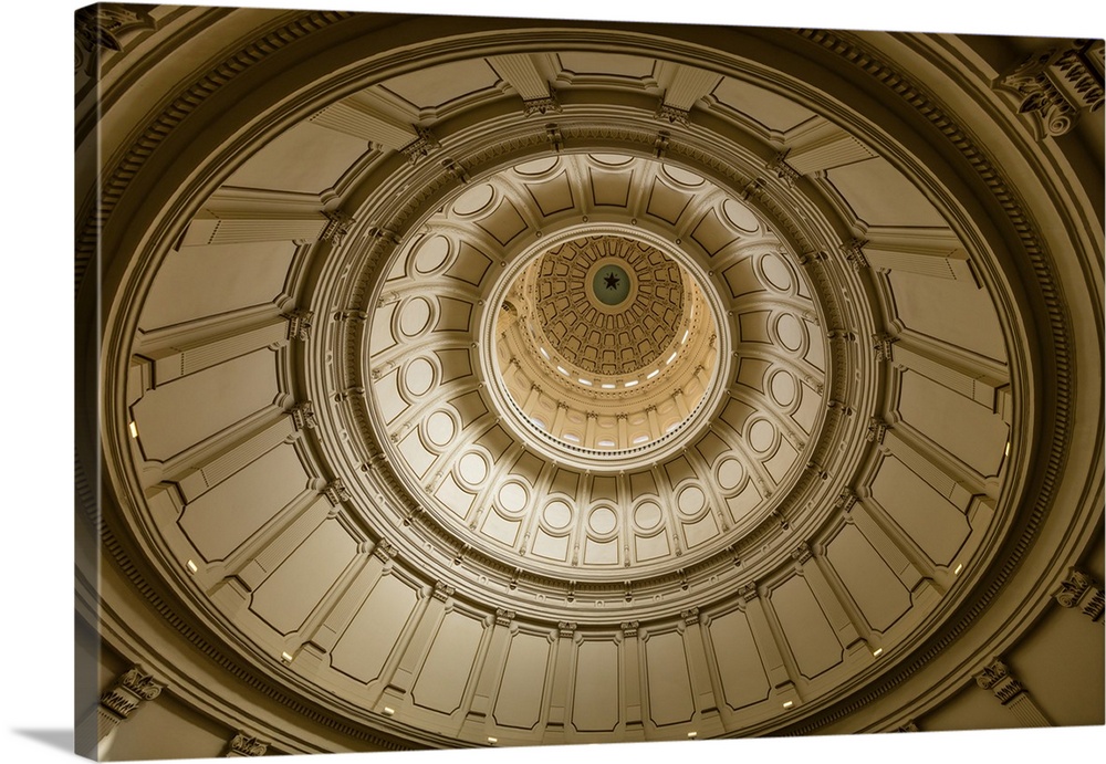 Looking up inside the dome of the texas state capitol building, austin, texas.