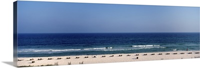 Lounge chairs on the beach, Pensacola Beach, Escambia County, Florida,