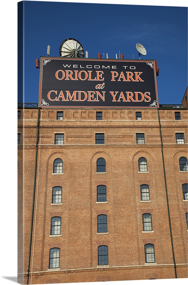 Low angle view of a baseball park, Oriole Park at Camden Yards, Baltimore, Maryland