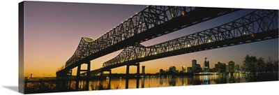 Low angle view of a bridge across a river, New Orleans, Louisiana