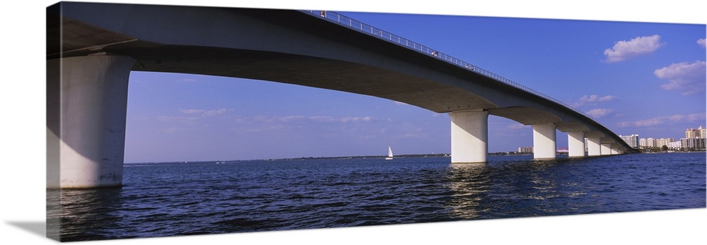 Low angle view of a bridge across the sea, Ringling Causeway Bridge, Sarasota Bay, Sarasota, Florida