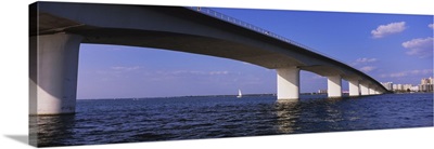 Low angle view of a bridge across the sea, Ringling Causeway Bridge, Sarasota Bay, Sarasota, Florida