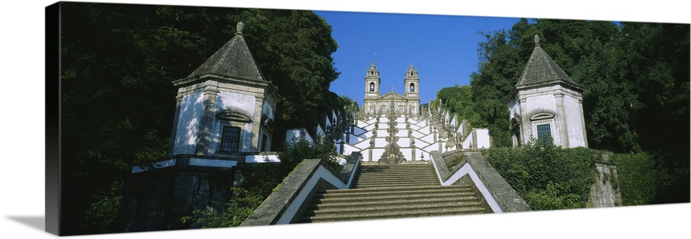 Low angle view of a cathedral, Steps of the Five Senses, Bom Jesus Do Monte, Braga, Portugal