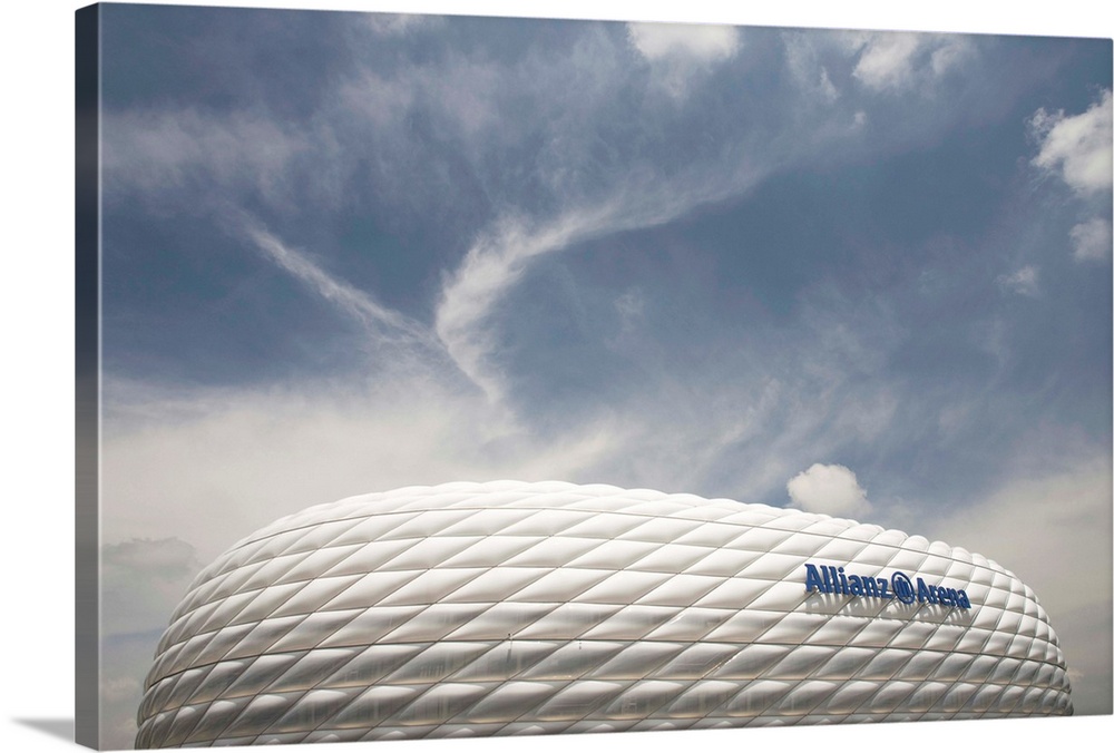 Low angle view of a football stadium, Allianz Arena, Munich, Bavaria, Germany