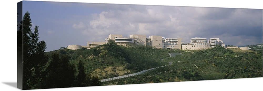 Low angle view of a museum on top of a hill, Getty Center, City of Los Angeles, California