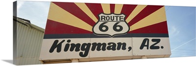 Low angle view of a road sign Route 66 Kingman Mohave County Arizona