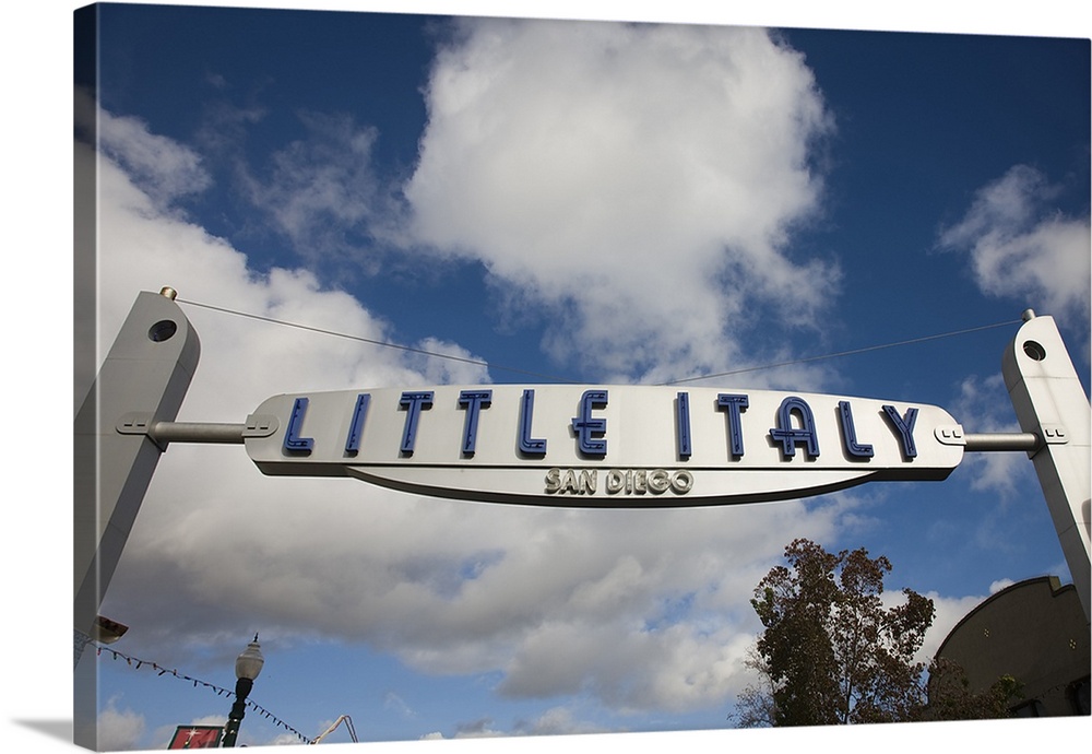 Low angle view of a signboard, India Street, Little Italy, San Diego, California, USA