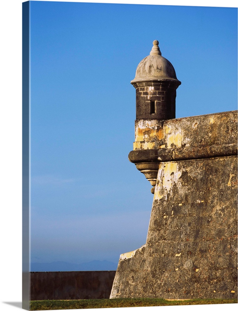 Low angle view of a turret on a castle, Morro Castle, Old San Juan, San Juan, Puerto Rico