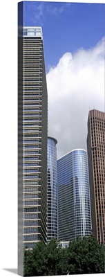 Low angle view of buildings in a city, Wedge Tower, Chevron Building, Houston, Texas