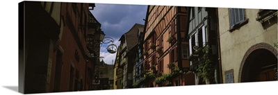 Low angle view of buildings, Route Du Vin, Riquewihr, Alsace, France
