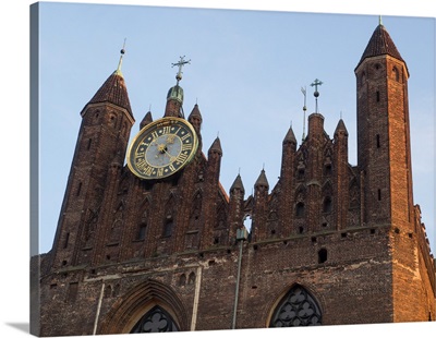 Low angle view of clock on St. Mary's Church, Gdansk, Poland