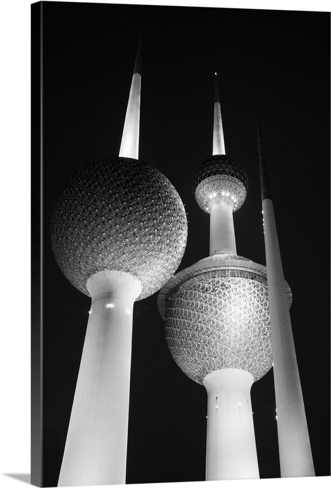 Low angle view of communications towers, Kuwait Towers, Kuwait City, Kuwait