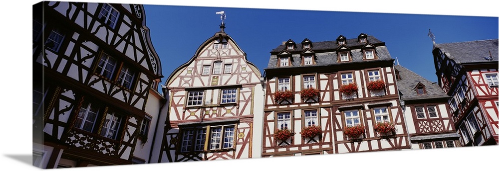 Low Angle View Of Decorated Buildings, Bernkastel-Kues, Germany