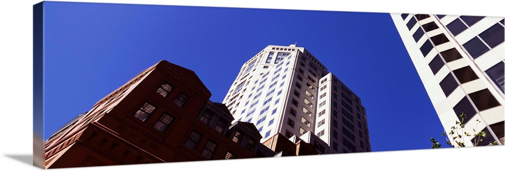 Low angle view of downtown buildings, Hartford, Connecticut