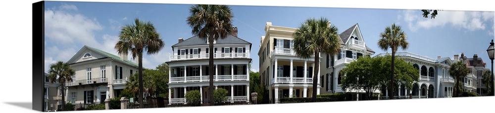 Low angle view of houses along a street, Battery Street, Charleston, South Carolina