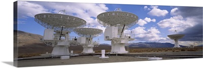 Low angle view of radio telescopes, Californian Sierra Nevada, California,