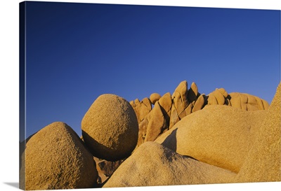 Low angle view of rock formations, Joshua Tree National Monument, California