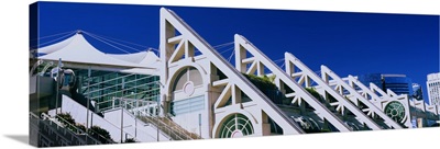 Low angle view of San Diego Convention Center, Marina District, San Diego, California