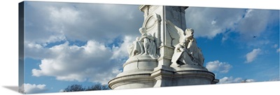 Low angle view of sculptures on a building, Buckingham Palace, London, England