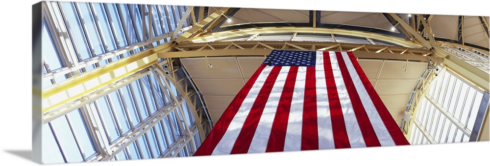 Low angle view of the American Flag, Ronald Reagan Washington National Airport, Washington DC