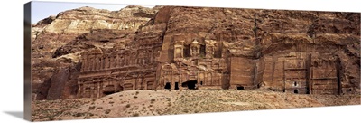 Low angle view of the old ruins of an ancient civilization, Petra, Jordan