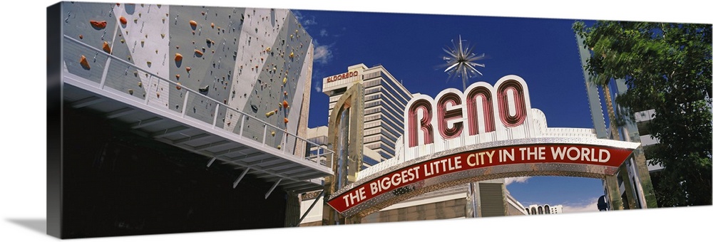 Low angle view of the Reno Arch at Virginia Street, Reno, Nevada